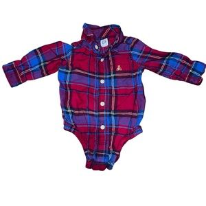 GAP Red and Blue Plaid Bodysuit